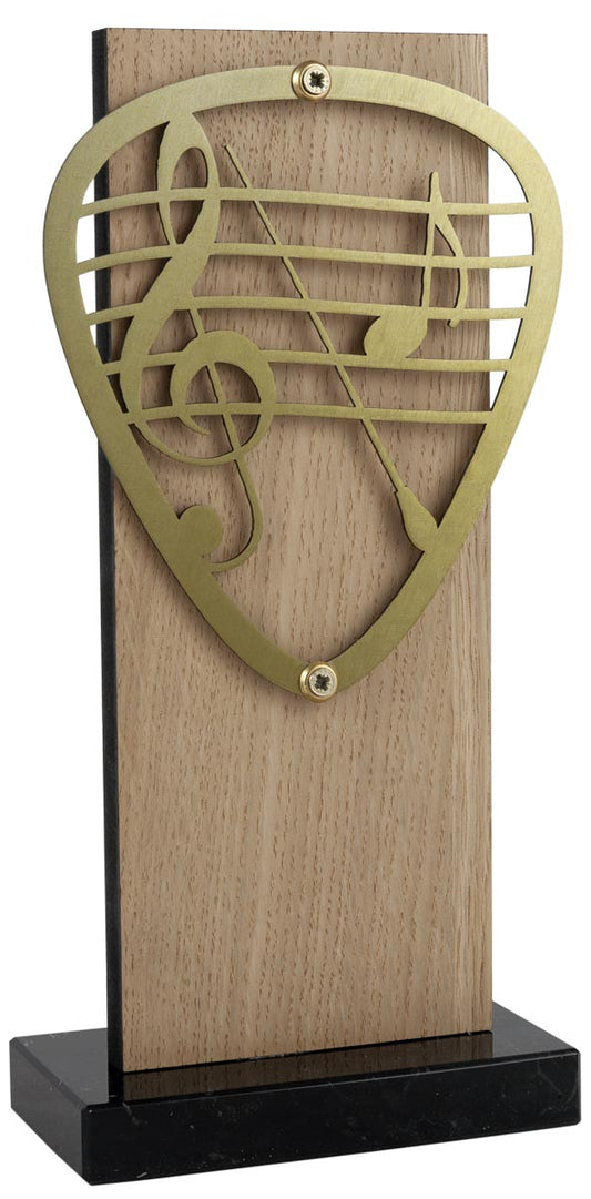 TROFEO DE MÚSICA CLAVE DE SOL CON MADERA