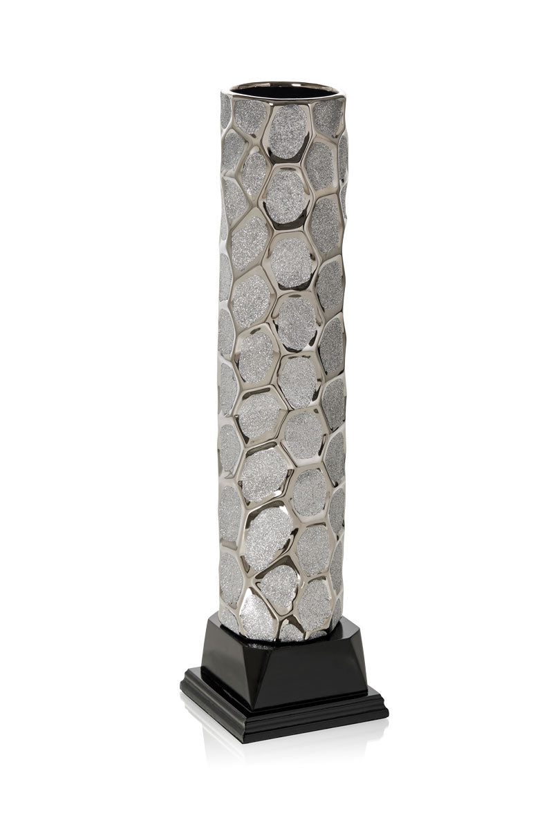 COPA CERÁMICA PLATEADA DE DISEÑO