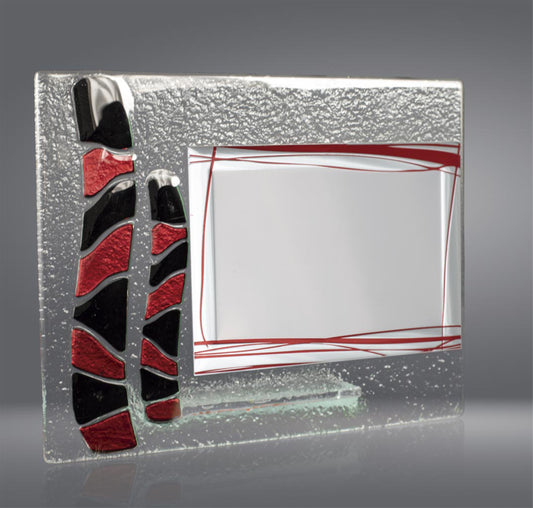 PLACA DE METAL A COLOR CON BASE DE CRISTAL GLASEADO