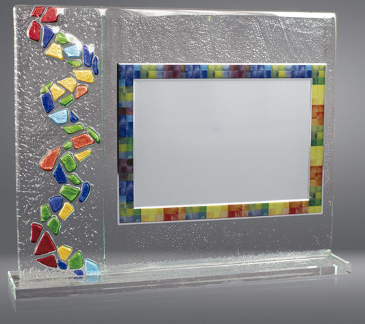 PLACA DE METAL A COLOR CON BASE DE CRISTAL