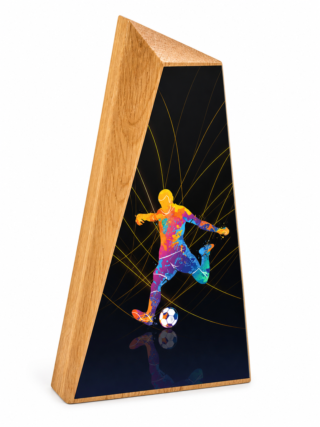 TROFEO FÚTBOL DE MADERA DE TECA