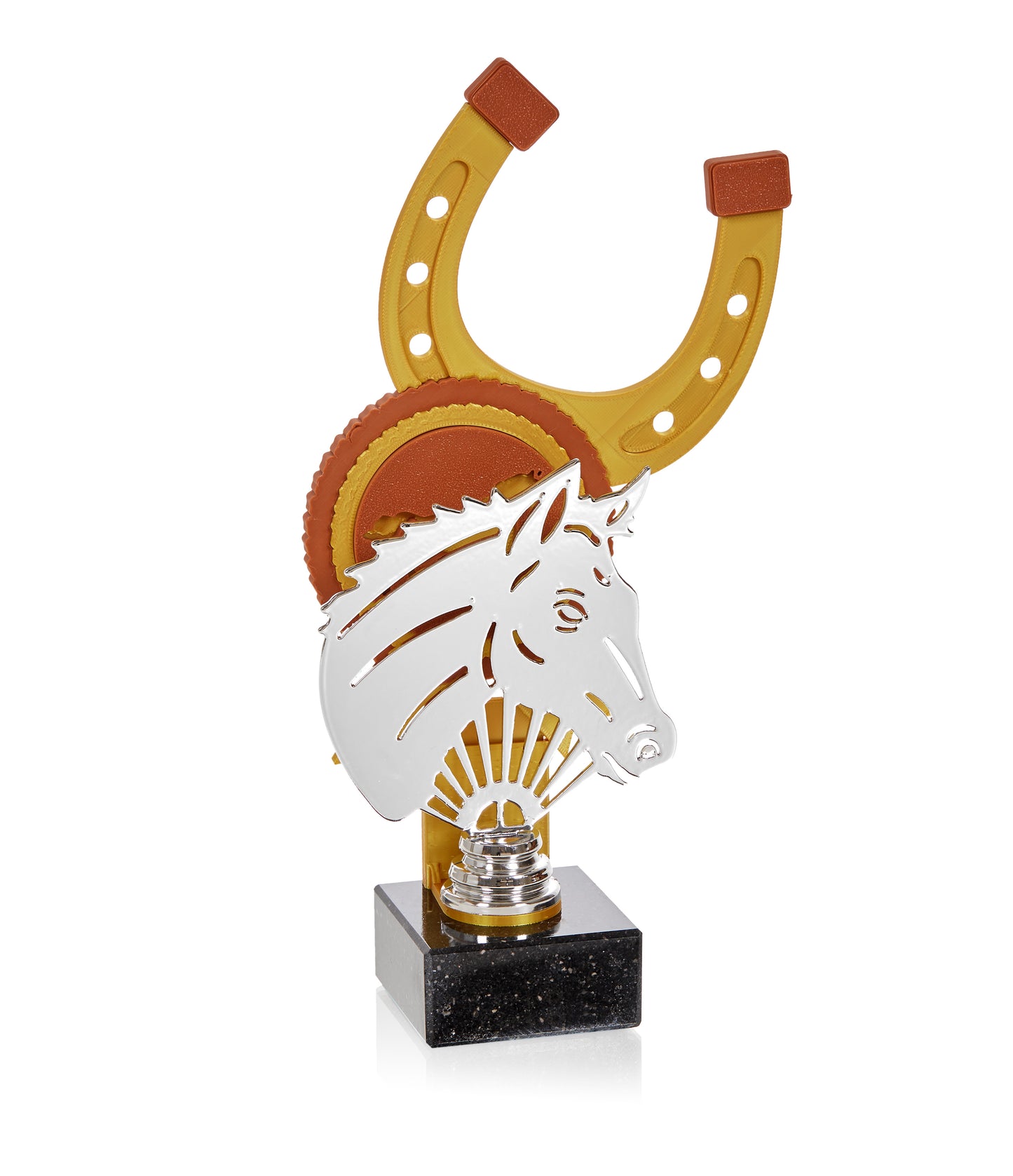 TROFEO DE HIERRO METALIZADO HÍPICA 3D