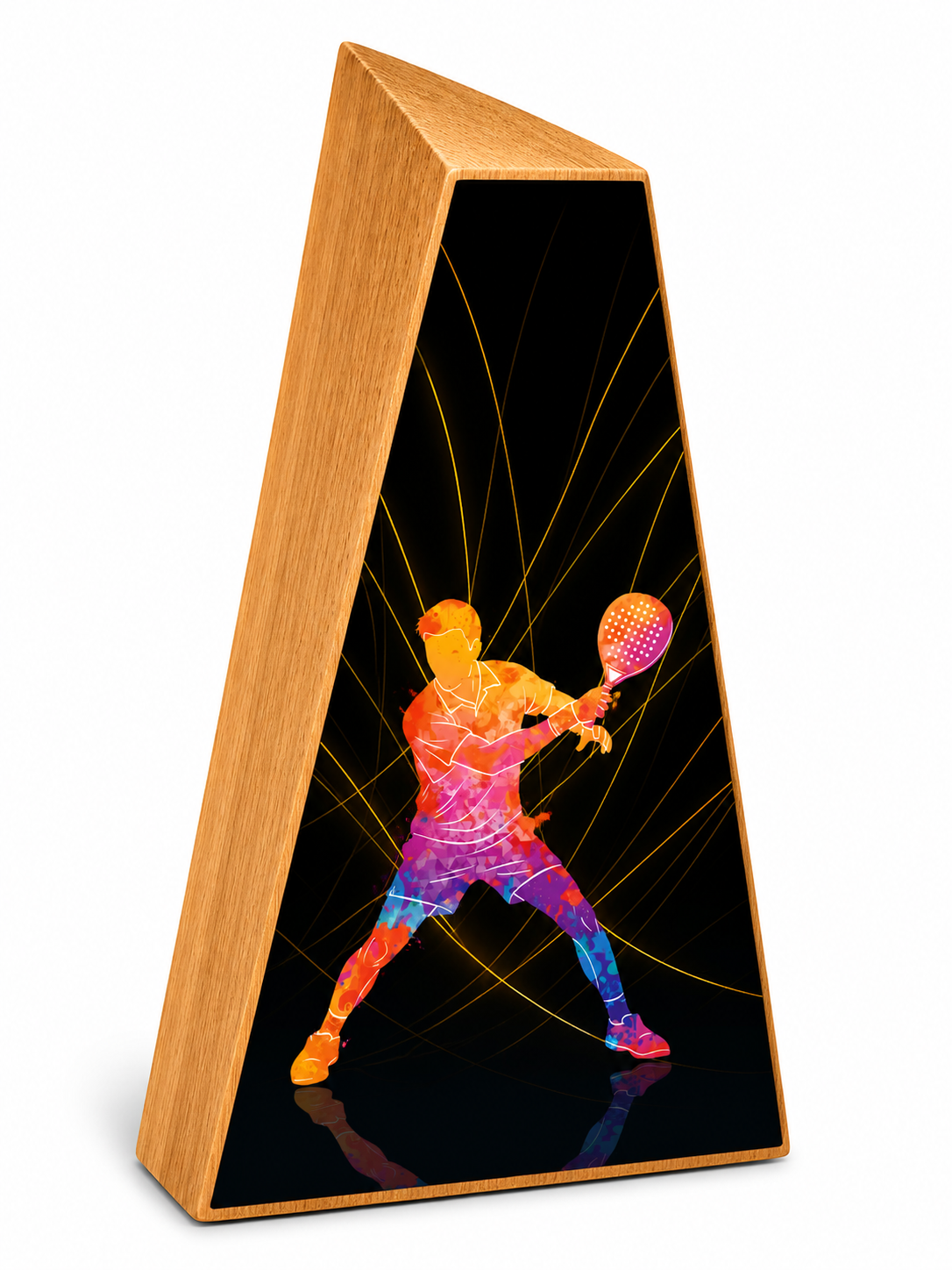 TROFEO PÁDEL MASCULINO DE MADERA DE TECA
