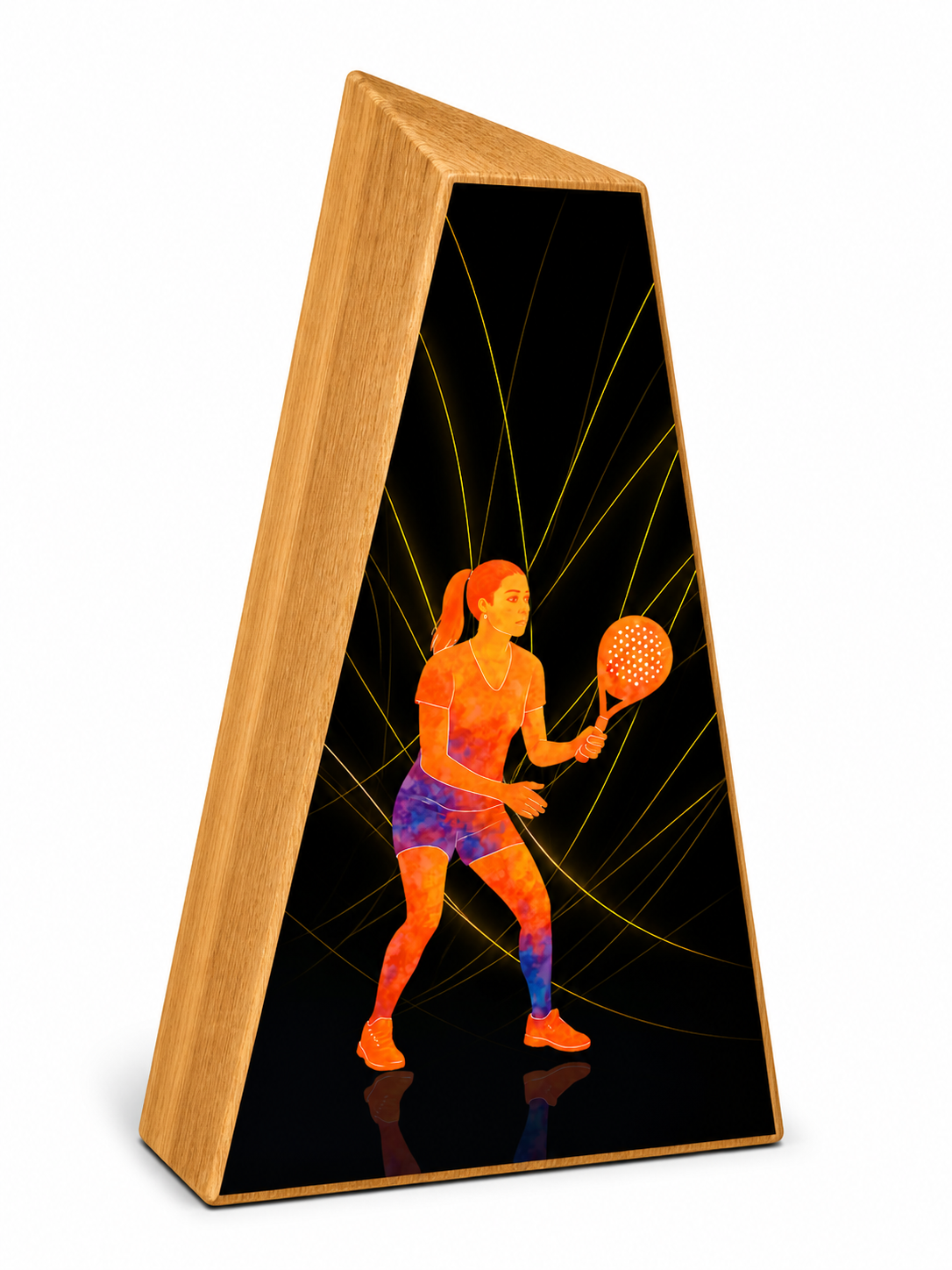 TROFEO PÁDEL FEMENINO DE MADERA DE TECA