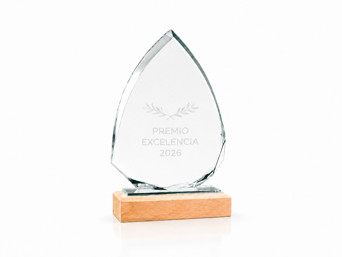 TROFEO CRISTAL CON PEANA DE MADERA