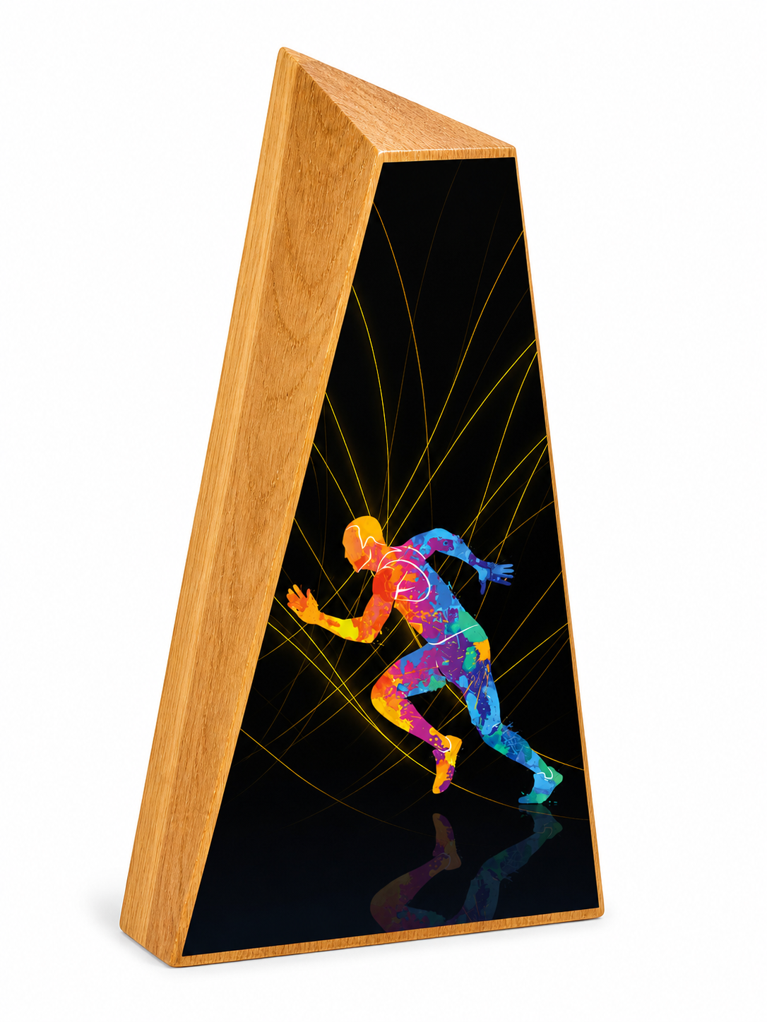 TROFEO ATLETISMO MASCULINO DE MADERA DE TECA