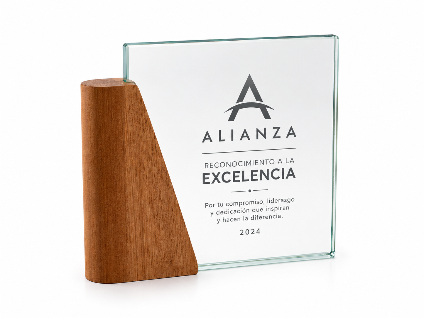 TROFEO CRISTAL HORIZONTAL CON MADERA