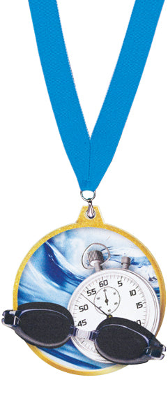 MEDALLA DE MADERA NATACIÓN